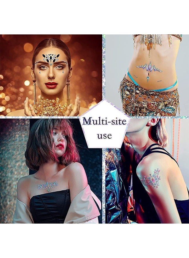 6 Pcs Face Crystal Glitter Gems Luminous makeup Temporary Tattoo Stickers, Acrylic Crystal Glitter Jewels Tears Rhinestone for Parties Clubs Music Festivals - Image 5